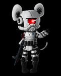  1girl absurdres animal_ears armor assault_rifle black_background black_boots black_gloves boots combine_elite combine_elite_(cosplay) commentary_request cookie_(touhou) cosplay full_body gloves gun half-life_(series) half-life_2 highres holding holding_gun holding_weapon miao_miao_mao_miao_miao_fr mouse_ears mouse_girl mouse_tail nazrin nyon_(cookie) pants rifle simple_background solo standing tail touhou weapon white_armor white_background white_pants 
