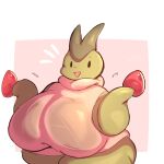 1:1 anthro big_breasts black_eyes breasts clothing english_text female flygon generation_3_pokemon green_body hi_res holding_object huge_breasts lightmizano nintendo pokemon pokemon_(species) smile solo sweater text topwear translucent translucent_clothing