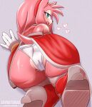 accessory amy_rose anthro anus barely_visible_anus barely_visible_genitalia barely_visible_vulva big_butt boots bracelet butt camel_toe clothing dress eulipotyphlan female footwear genitals glistening glistening_butt gloves green_eyes hair_accessory hairband handwear hedgehog hi_res high_heeled_boots high_heels jaynatorburudragon jewelry kneeling legwear looking_back mammal panties pink_body sega shoes solo sonic_the_hedgehog_(series) tail tan_body tan_skin thick_thighs thigh_boots thigh_highs translucent translucent_clothing translucent_panties translucent_underwear underwear vulva white_clothing white_panties white_underwear wide_hips