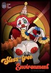 absurd_res animatronic beanontoast breast_grab breasts clothing clown clown_makeup clown_nose female five_nights_at_freddy&#039;s five_nights_at_freddy&#039;s:_secret_of_the_mimic hand_on_breast hat headgear headwear hi_res humanoid jackie_(fnaf) lipstick machine makeup nipples party_hat pigtails red_lipstick robot scottgames solo