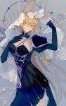  1girl absurdres animal_ears arknights black_dress black_gloves blonde_hair blood blood_on_face blush breasts chinese_commentary commentary_request crossed_bangs dorothy_(arknights) dorothy_(hand_of_destiny)_(arknights) dress elbow_gloves gem gloves grey_background hair_between_eyes hand_on_own_chest headscarf highres holding holding_sword holding_weapon jewelry long_hair looking_at_viewer medium_breasts multiple_rings official_alternate_costume parted_lips pearl_(gemstone) puffy_short_sleeves puffy_sleeves rapier ring short_sleeves solo star_(symbol) sunburst sunburst_background sword very_long_hair weapon yellow_eyes yezhi_dun_luobei 