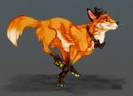  2020 bow_tie canid canine clothing digital_drawing_(artwork) digital_media_(artwork) dis dis_the_fox eger english_text fedora female feral fox full-length_portrait fur hat headgear headwear hi_res looking_at_viewer mammal multicolored_body pawpads portrait running side side_view simple_background solo text toe_pads 