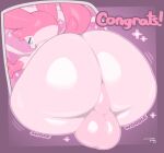 2025 4_fingers anthro anthrofied artist_name balls big_balls big_butt blue_sclera butt butt_focus canid canine canis colored cone congratulations dated digital_drawing_(artwork) digital_media_(artwork) eeveelution english_text femboy fingers frumples fur generation_6_pokemon genital_raphe genitals glistening glistening_balls glistening_body glistening_butt glistening_eyes glistening_genitalia glistening_perineum glistening_skin glistening_tail gloves_(marking) head_tuft hi_res huge_butt huge_thighs humanoid_genitalia looking_at_viewer looking_back male mammal markings multicolored_body narrowed_eyes nintendo nude onomatopoeia open_mouth perineum pink_background pink_balls pink_body pink_fur pink_markings pink_perineum pink_tail pokemon pokemon_(species) pokemorph presenting presenting_balls presenting_hindquarters pupils purple_background raphe_(anatomy) rear_view seductive shaded shaking_butt signature simple_background smile solo sound_effects sylveon tail tendrils text thick_thighs tuft two_tone_body white_body white_eyes white_pupils wide_hips wobble