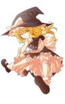  1girl alphes_(style) apron black_dress black_hair blonde_hair bow closed_mouth commentary_request dairi dress full_body hat hat_bow kirisame_marisa large_variant_set parody pointing pointing_at_viewer puffy_sleeves sash shirt short_sleeves solo style_parody tachi-e touhou transparent_background variant_set waist_apron witch_hat yellow_eyes 