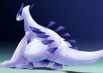  ambiguous_gender avian biozs biped blue_body blue_skin countershading dragon glistening glistening_body glistening_skin grey_eyes hi_res legendary_pok&eacute;mon looking_at_viewer lugia nintendo pok&eacute;mon pok&eacute;mon_(species) scalie simple_background smooth_skin solo thick_tail thick_thighs video_games white_body white_skin wings 
