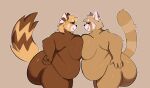 absurd_res aggretsuko ailurid anthro belly big_breasts big_butt black_eyes breasts butt chikn_nuggit digital_media_(artwork) duo femal/female female female/female hi_res huge_breasts huge_butt mammal nude overweight overweight_anthro overweight_female red_panda retsuko&#039;s_mother samirachuni sanrio sassparilla_(chikn_nuggit) simple_background tail yellow_body 