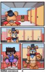  absurd_res ageplay ambiguous_gender anthro bewskyss canid canine clothed clothing comic dialogue digital_media_(artwork) duo english_text five_nights_at_freddy&#039;s five_nights_at_freddy&#039;s:_security_breach footwear fur hi_res infantilism male mammal overralls purple_clothing purple_footwear purple_socks red_clothing red_footwear red_shoes roleplay scottgames shoes sink socks steel_wool_studios tail text url wet_floor_bot_(fnaf) 