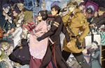  6+boys 6+girls ace_attorney animal armband ascot ashley_graydon bag barok_van_zieks beard black_dress black_eyes black_gloves black_hair black_jacket black_pants black_vest blonde_hair blue_eyes blue_jacket bow-shaped_hair brown_coat brown_gloves brown_hair capelet cat closed_eyes closed_mouth coat collared_shirt confetti deerstalker dress drill_hair elizabeth_tower everyone eyewear_on_headwear facial_hair fingerless_gloves floral_print flower gina_lestrade glasses gloves goggles goggles_on_head goggles_on_headwear grey_hair hair_bun hair_ornament hair_ribbon hair_rings hakama hakama_skirt hat headband herlock_sholmes highres holding iris_wilson jacket japanese_clothes jewelry jezaille_brett joan_garrideb john_garrideb katana kazuma_asogi kimono long_hair long_sleeves looking_at_another mael_stronghart magnus_mcgilded mask multiple_boys multiple_girls mustache nash_skulkin neck_ribbon nikolina_pavlova old open_mouth pants patricia_beate pink_hair pink_kimono pop_windibank profile red_hair red_headband ribbon ringo_skulkin robe roly_beate ryunosuke_naruhodo satoru_hosonaga scar scar_on_face seinikuten seishiro_jigoku sheath sheathed shirt short_hair skirt smile stuffed_toy sunglasses susato_mikotoba sword the_great_ace_attorney tobias_gregson top_hat updo vest wagahai_(ace_attorney) walking weapon white_ascot white_hair white_pants white_shirt wide_sleeves yellow_ribbon yujin_mikotoba 