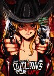  1girl :q aiming aiming_at_viewer birthday black_gloves black_hat breasts brown_eyes brown_vest character_name cleavage closed_mouth collarbone cowboy_hat cowboy_western dated dual_wielding english_commentary fingerless_gloves firing firing_at_viewer gloves gun happy_birthday hat holding holding_gun holding_weapon itstheenami large_breasts long_hair looking_at_viewer nami_(one_piece) one_piece orange_hair revolver serious single_sidelock solo straight-on tongue tongue_out twitter_username upper_body vest wavy_hair weapon 