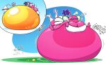 2025 belly big_belly big_breasts blahblah866 blue_sclera breasts duo elemental_creature female flora_fauna hi_res huge_belly humanoid nectar nintendo outside overweight pikmin pikmin_(species) pink_body plant stuffing winged_pikmin