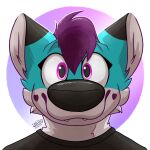 1:1 absurd_res anthro big_nose canid canine fox headshot_portrait hi_res jay_fox_(jayfox.uwu) male mammal portrait silly smile snout solo therazzdazzler11
