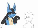  2_frame_animation 4:3 animated eyewear glasses humor jeffthehusky loop lucario lucas_arynn male nintendo paws pok&eacute;mon pok&eacute;mon_(species) short_playtime simple_background smile video_games 