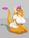  3:4 anthro big_breasts breasts clothing dragon female friendship_is_magic hi_res lurking_tyger my_little_pony nipple_outline shirt smolder_(mlp) solo t-shirt topwear 