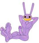 5_toes absurd_res anthro crossed_legs erection feet genitals glitch_productions hands_behind_head hi_res humanoid humanoid_feet jax_(tadc) lagomorph leporid male mammal nude penis plantigrade rabbit soles solo the_amazing_digital_circus toes vendetta892