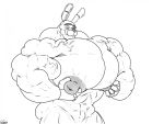  4:3 big_muscles bonnie_(fnaf) five_nights_at_freddy&#039;s huge_muscles hyper hyper_muscles lagomorph leporid male mammal monochrome muscular rabbit uniparasite video_games 