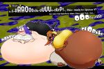 2025 animal_humanoid belly big_belly big_breasts big_butt blahblah866 breasts brown_body brown_skin butt cephalopod cephalopod_humanoid duo female frye_(splatoon) hi_res huge_belly humanoid hyper hyper_belly inkling marine marine_humanoid mollusk mollusk_humanoid nintendo overweight shiver_(splatoon) splatoon text