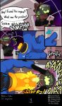 4_panel_comic aaaaa anthro arm_grab ball_bulge big_dom_small_sub big_penis blue_body blue_fur blush blush_lines bodily_fluids cock_vore comic cum cum_vore dialogue digestion digestion_noises dominant duo english_text excessive_genital_fluids excessive_precum feet_first fur genital_fluids genitals green_penis hi_res howzit_toyah huge_penis hyper hyper_genitalia hyper_penis knot knotted_penis locking_door machine male male/male multi_ear multi_eye paw_imprint penile penis precum protogen questionable_consent red_body red_fur science_fiction screaming size_difference spiked_penis spikes spikes_(anatomy) text vore yellow_penis yeno