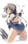  1girl ahoge ass bandaid bandaid_on_arm bandaid_on_leg black_hair breasts clothes_lift commentary_request covered_nipples green_eyes hair_ornament hairclip highres kako_(kancolle) kantai_collection large_breasts lifting_own_clothes looking_back midriff namaniku_atk panties photoshop_(medium) school_uniform see-through_clothes serafuku skirt skirt_lift solo tan tanlines tears underwear wading wet wet_clothes wet_panties white_panties 