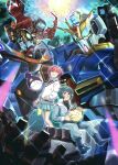  1boy 1girl aeug amate_yuzuriha aqua_eyes aqua_shirt aqua_skirt blue_eyes blue_hair breasts closed_mouth commentary_request glowing gquuuuuux green_eyes gundam gundam_gquuuuuux haro hat holding jacket kamille_bidan long_sleeves looking_at_viewer mecha military_uniform mobile_suit necktie open_mouth red_hair robot school_uniform science_fiction shirt short_hair skirt smile sweater totthii0081 v-fin weapon zeknova zeta_gundam zeta_gundam_(mobile_suit) 
