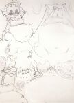 2024 belly big_belly blahblah866 breasts female frye_(splatoon) generation_5_pokemon generation_7_pokemon group hi_res huge_belly humanoid leavanny nintendo overweight phera_(blahblah866) pheromosa pokemon pokemon_(species) sitting sketch splatoon text trio ultra_beast