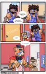  absurd_res ageplay animatronic anthro bathroom bathroom_wall bewskyss canid canine clothing comic digital_media_(artwork) duo english_text five_nights_at_freddy&#039;s five_nights_at_freddy&#039;s:_security_breach hi_res infantilism machine male mammal overalls public_restroom restroom_stall robot roleplay scottgames steel_wool_studios text url 