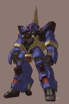  barzam commentary_request grey_background gundam highres machinery mecha mecha_focus mobile_suit no_humans one-eyed purple_eyes robot science_fiction signature solo tessaku_ro titans_(gundam) vernier_thrusters zeta_gundam 