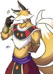2024 5_fingers absurd_res anthro athletic biped bottomwear canid canine chest_tuft clothed clothing dipstick_tail dragon_ball dragon_ball_super ear_piercing enigmaowry fingers fox fur hi_res liquiir looking_at_viewer male mammal markings multi_tail multicolored_body multicolored_fur pants piercing portrait red_bottomwear red_clothing red_pants simple_background smile solo tail tail_markings three-quarter_portrait topless tuft two_tone_body two_tone_fur white_background white_body white_fur white_inner_ear yellow_body yellow_fur yellow_sclera