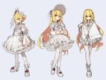  1boy alternate_color alternate_costume blonde_hair bonnet braid capelet collared_dress cr-r crossdressing crossdressing_(mtf) crown crown_braid dress frilled_bonnet frilled_dress frilled_hairband frilled_skirt frilled_sleeves frills full_body green_eyes hair_between_eyes hair_flaps hairband juliet_sleeves layered_sleeves lolita_fashion long_hair long_sleeves looking_at_viewer looking_to_the_side male_focus multiple_views nijisanji official_alternate_costume pantyhose puffy_sleeves shoes short_hair simple_background skirt sleeve_bow standing trap uzuki_kou virtual_youtuber white_background white_bonnet white_capelet white_dress white_hairband white_pantyhose white_shoes white_skirt 