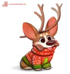  antlers canid canine canis christmas clothing cryptid-creations domestic_dog feral herding_dog holidays horn mammal pastoral_dog solo sweater topwear welsh_corgi 