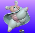 2023 3d_(artwork) ambiguous_feral ambiguous_gender anthro anus areola avian beak big_butt bird black_eyes blonde_hair blue_background blue_body blue_eyelids blue_eyes breasts butt clothed clothing colored crown digital_media_(artwork) dress duo english_description eyelashes featureless_legs female female_anthro feral fizzymola fur genitals gradient_background hair hair_over_eye half-closed_eyes hand_behind_head headgear lagomorph light lighting long_hair long_nipples looking_at_another looking_at_viewer low-angle_view mammal mario_plus_rabbids_sparks_of_hope mouth_closed multicolored_body narrowed_eyes navel nintendo nipples no_eyebrows no_pupils no_underwear noseless open_beak open_mouth pawpads penguin penguin_(mario) pink_areola pink_nipples plump_labia purple_background pussy_stubble rabbid rabbid_rosalina raving_rabbids rayman_(series) redraw shaded simple_background solo_focus spread_legs spreading tan_body tan_inner_ear tan_pawpads tan_skin teal_clothing teal_dress thick_thighs two_tone_body ubisoft vulva white_body white_fur yellow_beak