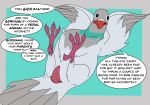  animal_genitalia animal_penis avian bird bob-jiggles columbid english_text feral genitals lying mike_tyson_mysteries on_back penis pigeon presenting text 