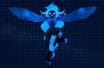 3d_(artwork) alternate_form anthro armor avian beak bird black_body black_clothing black_eyes black_feathers blue_hair bottomwear breastplate clothing cosmic_background cosmic_wings digital_media_(artwork) eyeliner feathers feet female fighting_pose geometric_background grid_background hair hi_res long_hair looking_at_viewer lorded makeup martlet_(zenith_form) messy_hair pattern_background pose sharp_talons simple_background sky solo spread_wings star starry_background starry_sky talons toes torn_bottomwear torn_clothing undertale_yellow wide_hips winged_arms wings yellow_sclera