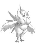  4_toes anisodactyl anthro avian bedroom_eyes big_breasts bird breasts curvy_figure eyeshadow feathers female galliform grouse huge_breasts makeup mature_female monochrome narrowed_eyes neck_tuft nibhaaz nude phasianid raised_tail sage-grouse scales seductive simple_background solo tail_feathers thick_thighs toes tuft voluptuous white_background wide_hips winged_arms wings 