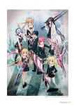  1girl 6+girls arimura_hinae bare_legs black_dress black_hair black_jacket black_pants black_shoes black_socks black_thighhighs blazer blonde_hair blue_hair bow buttons chaos;child collarbone cropped_jacket crosswalk d-sword double-breasted dress floating_hair floating_neckwear from_above from_side glasses hand_on_own_chin hand_on_own_hip headphones hekiho_academy hekiho_academy_school_uniform highres holding holding_sword holding_weapon hooded_dress jacket kazuki_hana kneehighs kunosato_mio kurusu_nono lab_coat loafers lollipop_in_mouth long_hair long_sidelocks long_sleeves looking_at_viewer looking_to_the_side medium_hair miyashiro_takuru multiple_girls necktie official_art one_side_up onoe_serika orange_hair outstretched_arm over_shoulder pants pink_eyes pink_hair purple_eyes purple_hair red_bow red_eyes red_necktie red_ribbon ribbon sailor_collar sasaki_mutsumi school_emblem school_uniform science_adventure shirt shoes short_hair short_hair_with_long_locks side_ponytail sidelocks smile socks standing sumo_sticker_(chaos;child) sword sword_over_shoulder thick_thighs thighhighs thighs weapon weapon_over_shoulder white_sailor_collar white_shirt white_socks white_thighhighs yamazoe_uki 