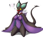  ! 10:9 ? anthro big_breasts breasts female genitals navel nintendo nipples noivern pok&eacute;mon pok&eacute;mon_(species) pussy simple_background solo tomek1000 video_games white_background yellow_eyes 