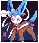  alternate_color black_background business_suit clothed_pokemon commentary creature dagger english_commentary formal full_body gen_6_pokemon holding holding_dagger holding_weapon multiple_sources necktie no_humans pokemon pokemon_(creature) purpleninfy shiny_pokemon signature solo sparkle standing suit sylveon weapon 