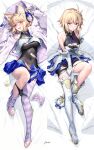  1girl :d animal_ear_fluff animal_ears arcueid_brunestud bare_shoulders black_dress black_panties black_shirt blonde_hair blue_skirt blush bodystocking boots bow breasts camisole carnival_phantasm cat_ears chestnut_mouth choker cleavage controller covering_crotch covering_privates crescent crescent_hair_ornament crop_top crop_top_overhang dakimakura_(medium) dress elbow_gloves fang fate/grand_order fate_(series) fingerless_gloves game_controller gamepad gloves gold_trim hair_ornament headphones high_heel_boots high_heels highres hood hooded_jacket jacket kousaki_rui large_breasts layered_dress long_sleeves looking_at_viewer miniskirt multiple_views nail_polish open_mouth panties panty_pull phantas-moon phantas-moon_(second_ascension) purple_gloves purple_nails purple_thighhighs red_eyes shirt short_hair skin_fang skirt sleeveless sleeveless_shirt small_sweatdrop smile stirrup_legwear striped_clothes striped_gloves striped_thighhighs sweat thigh_boots thighhighs toeless_legwear toenail_polish toenails torn_bodystocking torn_clothes underwear white_camisole white_dress white_gloves white_jacket white_thighhighs 