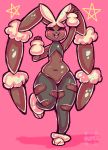  :d ^_^ blush closed_eyes commentary creature english_commentary flufflixx full_body highres lopunny mega_lopunny mega_pokemon no_humans open_mouth pink_background pokemon pokemon_(creature) signature simple_background smile solo standing standing_on_one_leg star 