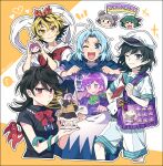  6+girls :3 acrylic_stand_(object) ahoge animal_ears black_dress black_hair blonde_hair blue_capelet blue_eyes blue_hair blush bow bowtie capelet character_doll character_print closed_eyes closed_mouth commentary_request dog_ears dog_girl doll dress gradient_hair green_eyes green_hair green_sailor_collar grey_hair hagoromo hat heart highres hijiri_byakuren holding houjuu_nue itabag kasodani_kyouko kumoi_ichirin long_hair looking_at_viewer mouse_ears mouse_girl multicolored_hair multiple_girls murasa_minamitsu nazrin neckerchief one_eye_closed oshi-katsu otaku pointy_ears purple_bag purple_hair re_ghotion red_bow red_bowtie red_eyes red_neckerchief red_wings ribbon sailor_collar shawl shirt short_hair short_sleeves shorts smile snake streaked_hair striped_hair toramaru_shou touhou translation_request white_dress white_hat white_shirt white_shorts wings yellow_eyes 
