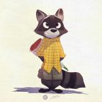  1:1 2020 animated anthro bottomwear clothing flower julianocastro low_res mammal plant pointedfox procyonid raccoon shirt short_playtime shorts simple_background solo topwear 