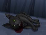  4:3 black_body black_fur blood bodily_fluids claws crying death domestic_cat dying felid feline felis female feral forest fur gore green_eyes hi_res hollyleaf_(warriors) lying mammal on_side open_mouth outside pain palemoonwendigo sad solo tears tree warriors_(cats) wounded 