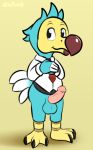  animal_crossing anthro avian balls bird bottomless clothed clothing columbid dodo erection genitals gobanire humanoid_genitalia humanoid_penis male necktie nintendo orville_(animal_crossing) penis solo video_games 