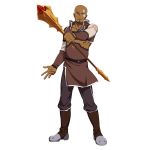  1boy agil apron beard black_eyes black_pants brown_apron closed_mouth collarbone dark_skin facial_hair facial_mark highres holding holding_staff long_sleeves looking_at_viewer male_focus official_art pants shrug_(clothing) solo staff standing sword_art_online 