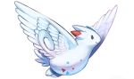  bird bird_focus black_eyes closed_mouth commentary conmimi creature english_commentary flying full_body gen_2_pokemon no_humans pokemon pokemon_(creature) simple_background smile solo togekiss white_background 
