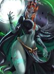  1girl absurdres blue_skin breasts commentary gloves highres hlulani long_hair looking_at_viewer midna navel pinup pointy_ears red_eyes solo the_legend_of_zelda the_legend_of_zelda:_twilight_princess 