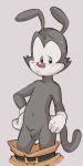  animaniacs balls blush bodily_fluids clothed clothing cub dandi genitals male mammal pants_down partially_clothed penis solo sweat sweatdrop uncut warner_brothers yakko_warner young 