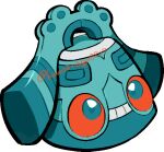  aqua_eyes bronzong chibi chibi_only colored_sclera commentary_request full_body kawaanago lowres no_humans pokemon pokemon_(creature) pokemon_focus red_sclera solo teeth transparent_background twitter_username 