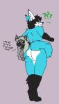 2025 ambiguous_gender big_butt black_hair black_text blonde_hair blue_body butt butt_grab butt_heart canid canine dialogue digital_media_(artwork) ear_piercing ear_ring flat_colors fox fur green_text grey_body grey_fur hair hair_dye hand_on_butt looking_back male_(lore) mammal multicolored_body multicolored_fur no_genitals no_shading nude nude_ambiguous open_mouth owo piercing pointy_ears profanity question question_mark red_eyes ring_piercing silly_face simple_background simple_drawing squeezing standing surprised syntax_blue text true_fox two_tone_body two_tone_fur white_body white_fur
