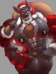  2017 5_fingers abs accessory anthro balls beard big_balls big_muscles big_penis black_body black_fur black_nipples black_nose black_penis body_hair bottomless bow_(knot) brown_hair canid canine canis chest_hair christmas circumcised clothed clothing coat cursedmarked erection facial_hair fingers fur genitals hair hat headgear headwear hi_res holidays huge_balls huge_muscles huge_penis hyper hyper_genitalia hyper_penis looking_at_viewer male mammal multicolored_body multicolored_fur muscular muscular_male nex_anima_canis nipples pecs penis penis_accessory penis_ribbon pubes ribbons santa_hat simple_background solo thick_penis topwear two_tone_body two_tone_fur vein veiny_penis white_body white_fur wolf 