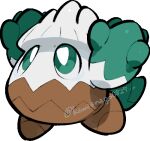  arms_up bright_pupils chibi chibi_only commentary_request full_body green_eyes kawaanago lowres no_humans pokemon pokemon_(creature) pokemon_focus snover solo transparent_background twitter_username white_pupils 